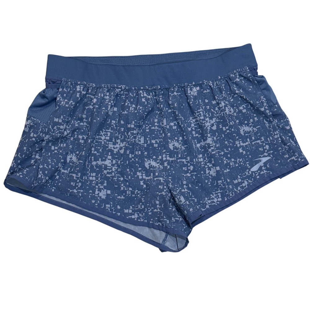 Brooks Sherpa 3 Running Shorts Mens Large Blue Digital Print Excellent 3" Inseam